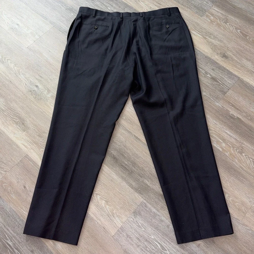 Ralph Lauren Mens Dress Pants 42x32 Black Grey Micro Check Washable Trousers